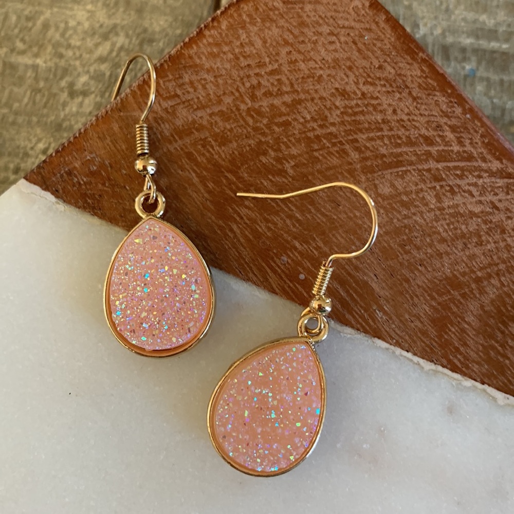 Pale Pink Druzy Earrings
